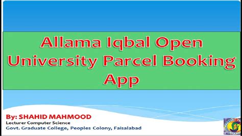 How to use Allama Iqbal Open University Parcel Booking App 2022.